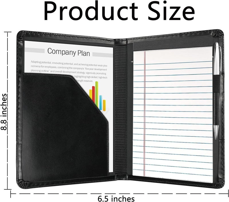 Konper Classic Padfolio/Junior Portfolio Folder Case, Business A5 Binder Organizer Notepad for Men Women, 5 x 8 Writing Pad Included,Black. - Image 5